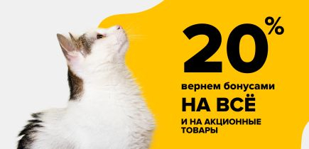 Каждый день 20% от суммы чека возвращаем бонусами! 